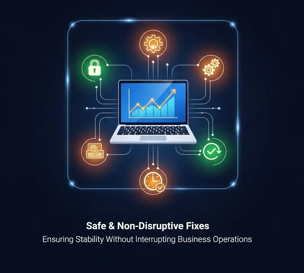 Safe Non-Disruptive Fixes Ensuring Stability Without Interrupting Business Operations
